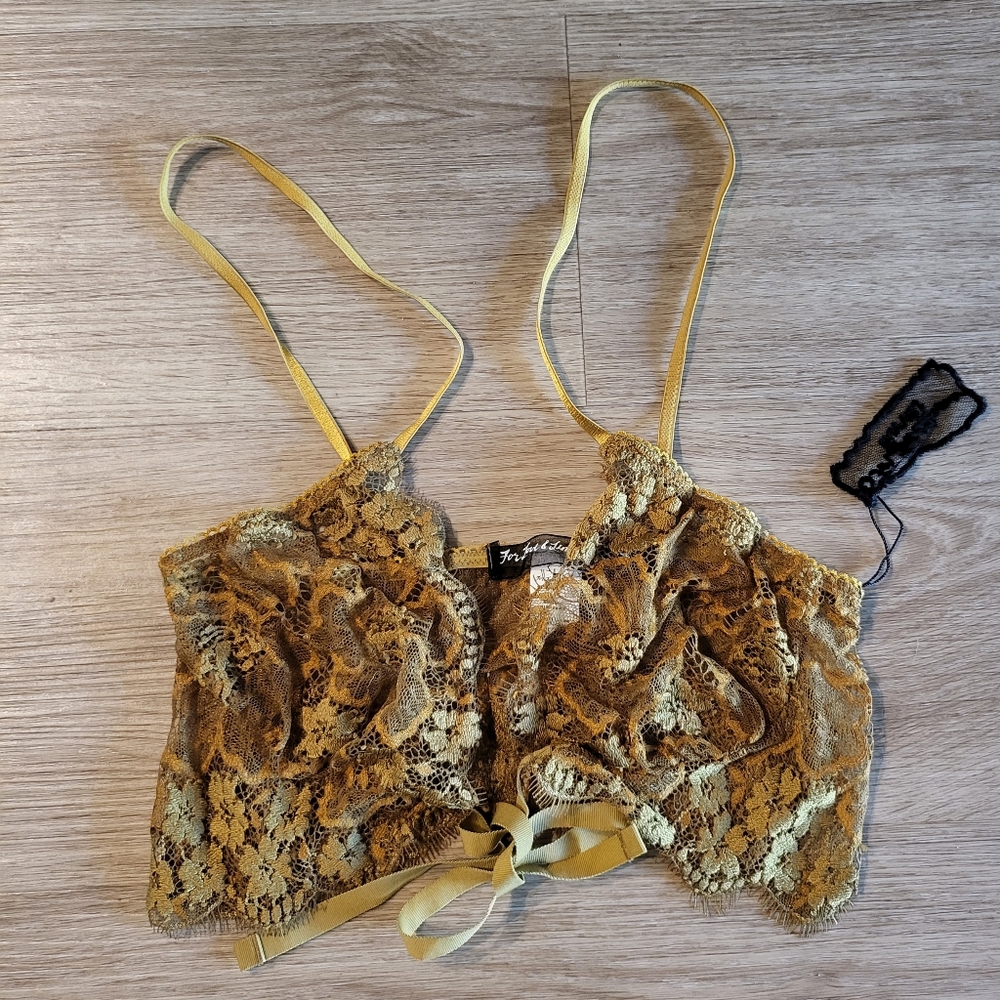 For Love And Lemons Yellow Lace Bra